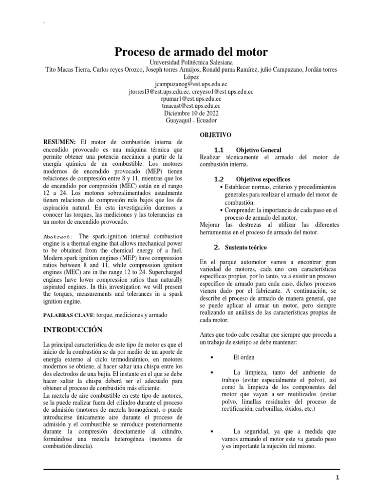 Armado de Motor - Tito Macas 12 | PDF | Pistón | Rodamiento (Mecánico)