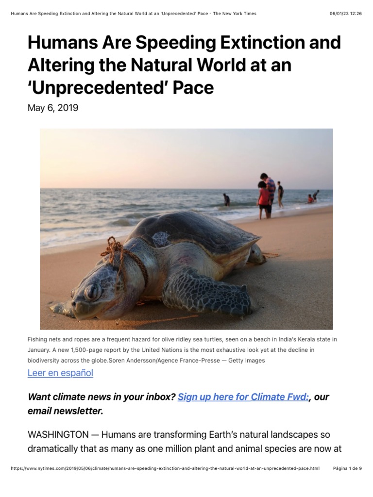 Humans Are Speeding Extinction and Altering the Natural World at an