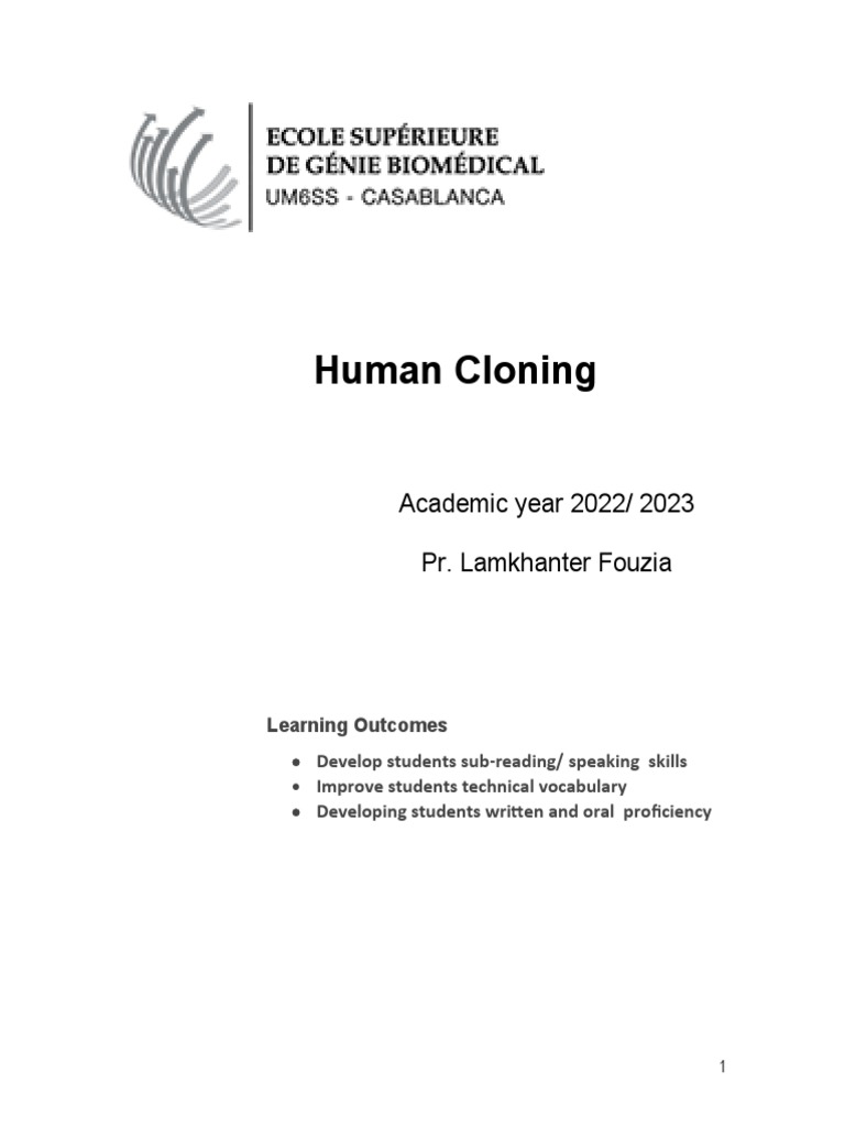 Human Cloning: Ethical and Scientific Insights | PDF | Cloning | Biology