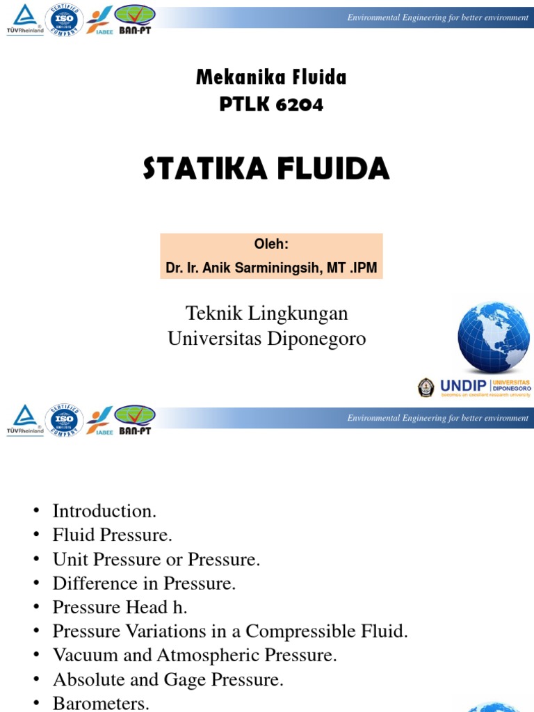 Fluid Statics in Environmental Engineering | PDF | Pressure | Pressure ...