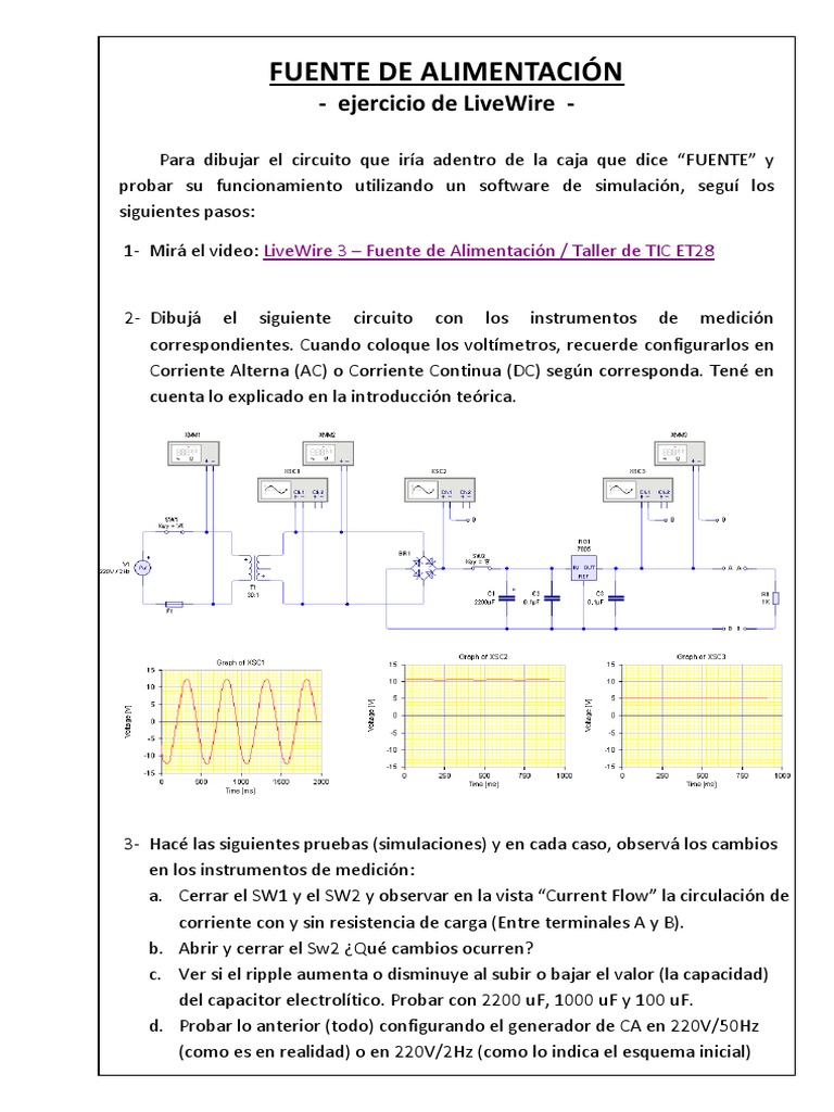 Simulación de Fuente de Alimentación en LiveWire | PDF