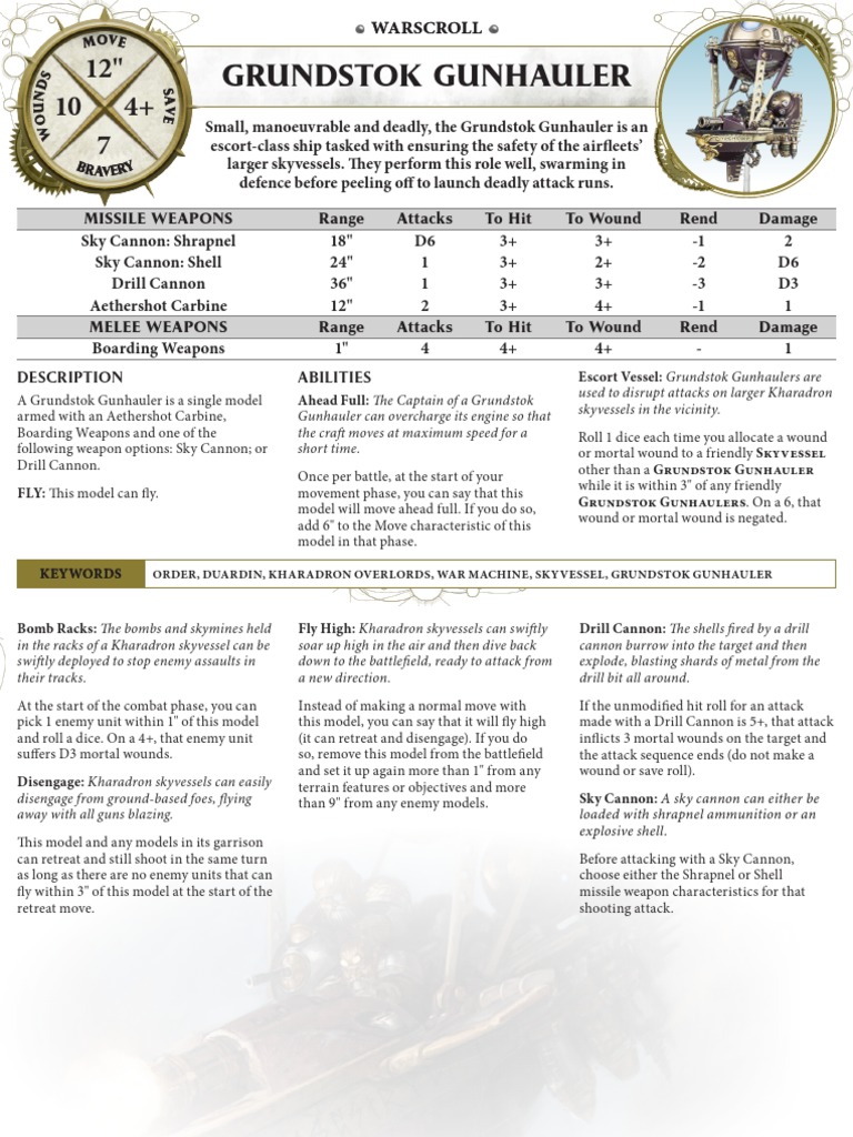 Aos Warscroll Grundstok Gunhauler en | PDF