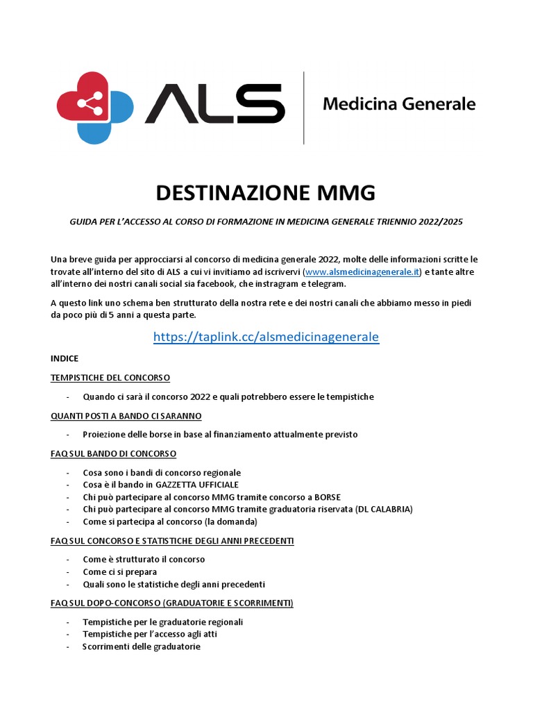 Destinazione MMG Guida Al Concorso MMG 2022 PDF