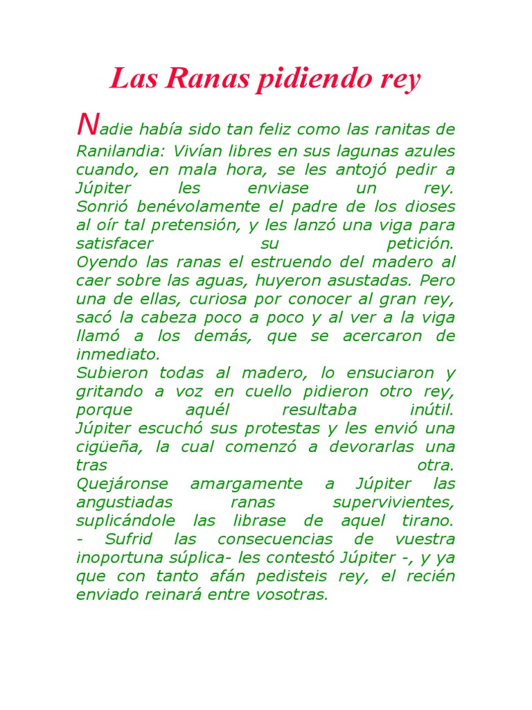 Las Ranas Pidiendo Rey | PDF | Libros para adolescentes
