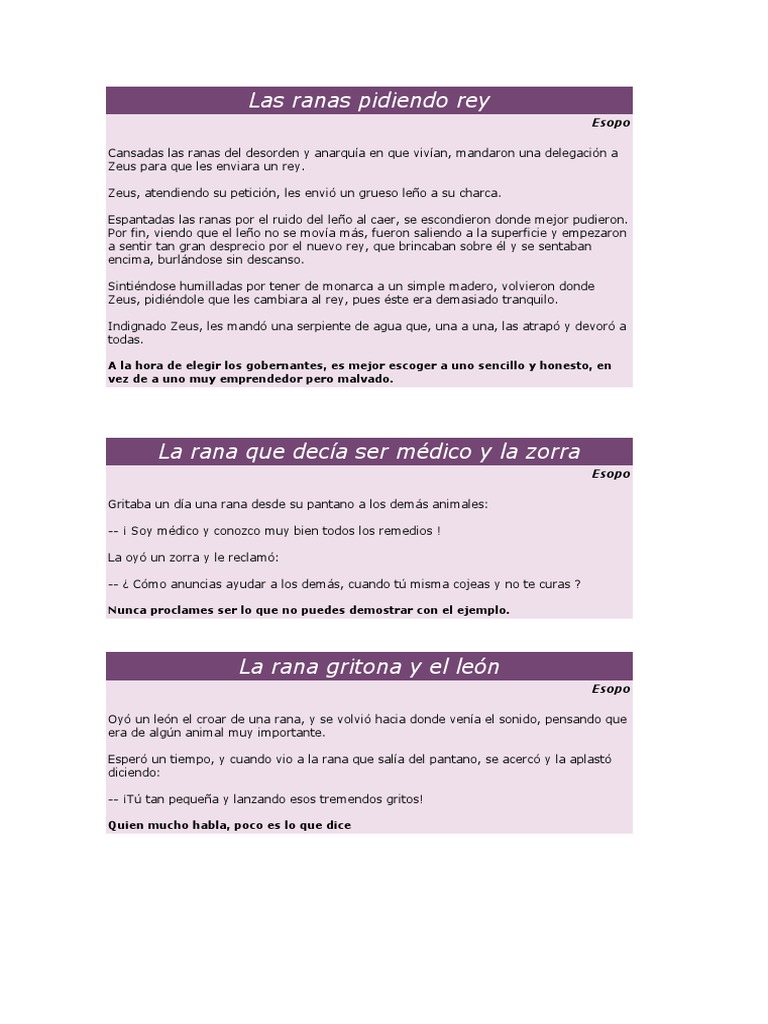 Las Ranas Pidiendo Rey | PDF