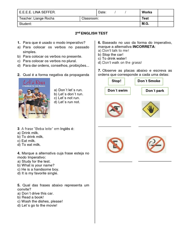 Test 1º Ano - 034503 | PDF | Carreira e Crescimento | Artes ...