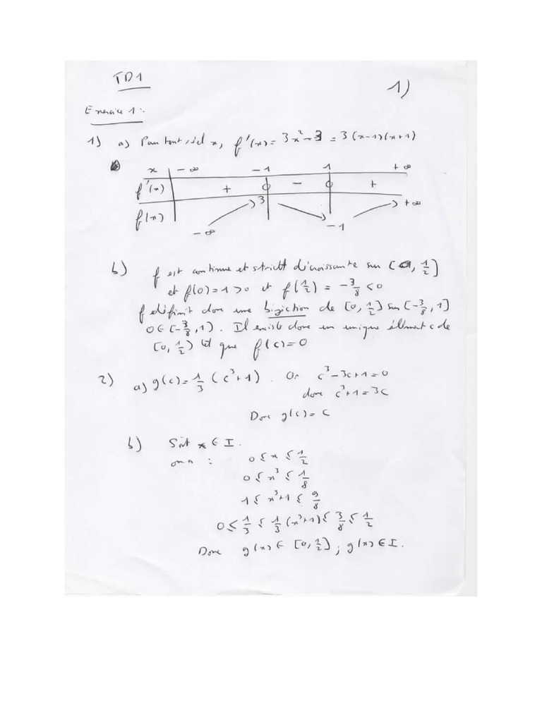 Analyse TD 1 Corrigé 1 | PDF