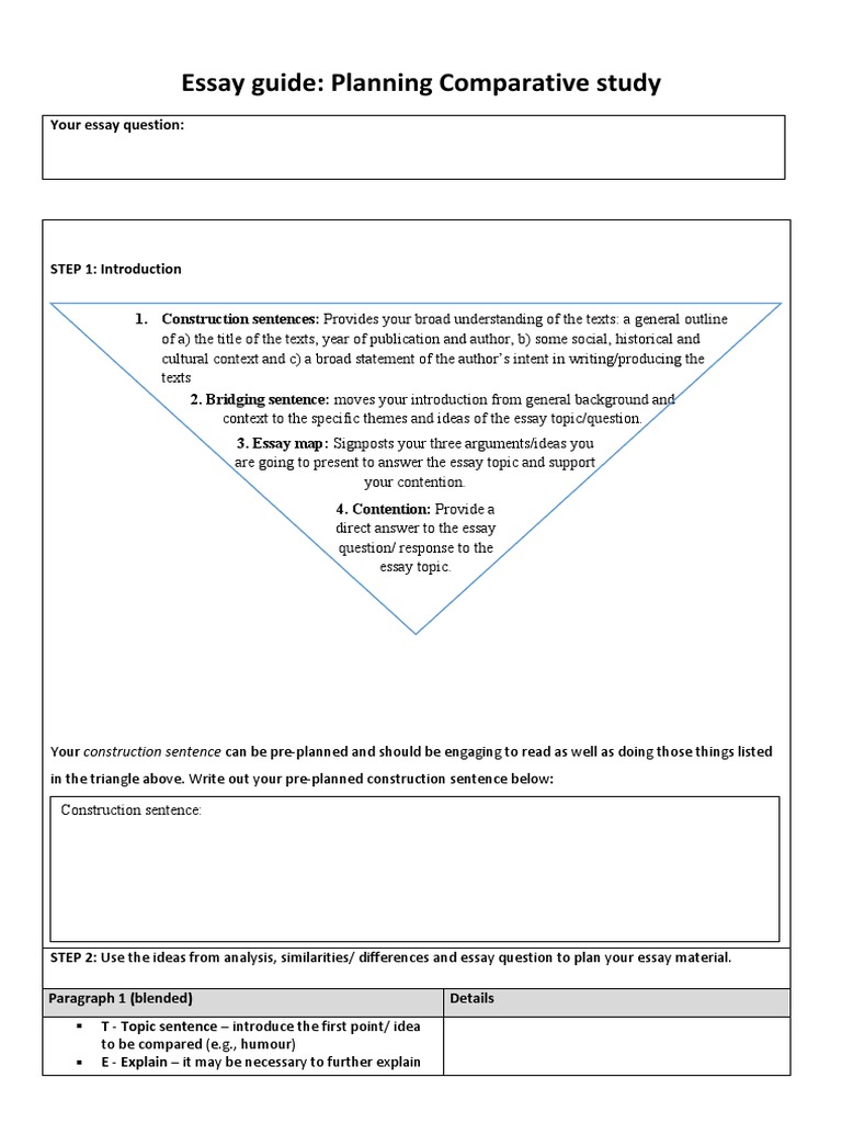 Essay plan Comparative study | PDF | Essays | Paragraph
