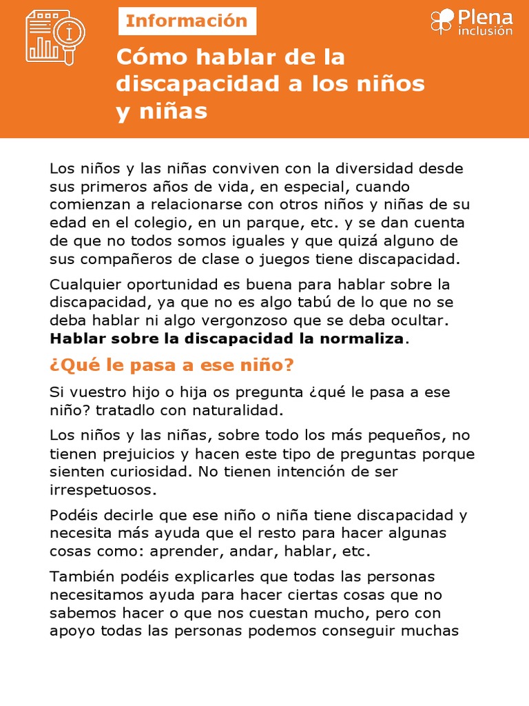 Hablar de discapacidad con niños | PDF | Invalidez