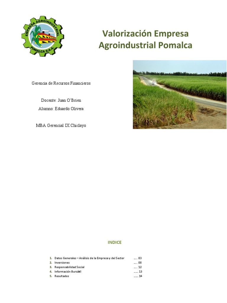 Valorización Pomalca - MBA | PDF | Compartir (Finanzas) | Economias