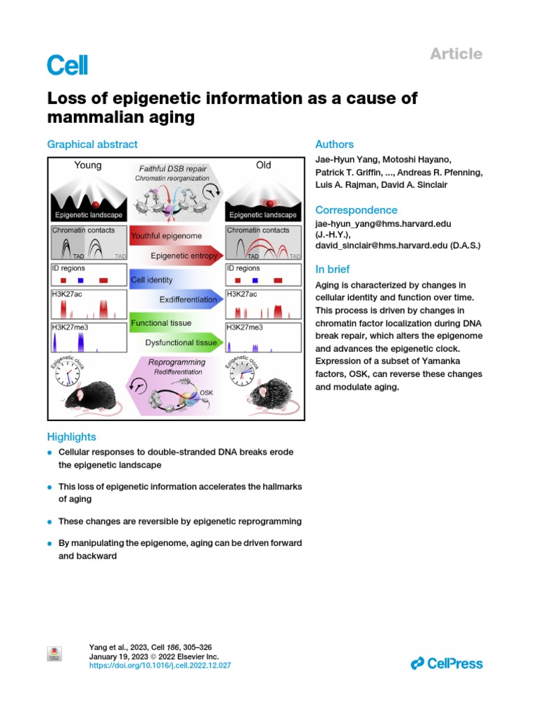 1 s2.0 S0092867422015707 Main | PDF | Epigenetics | Dna Repair