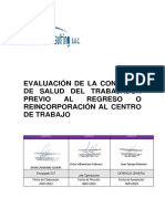 Procedimiento Evaluación Trabajador Regreso o Reincorporación Trabajo