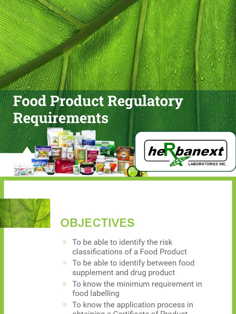 Food Registration and Regulatory Requirements PDF Dietary Supplements Vitamin