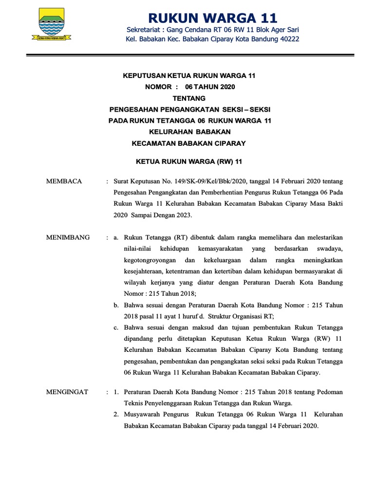SK RT 06 RW 11 01 April 2021 2024 | PDF