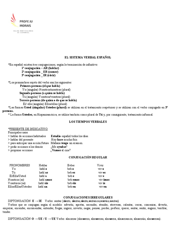 Conjugación de Verbos en Español | PDF | Verbo | Plural