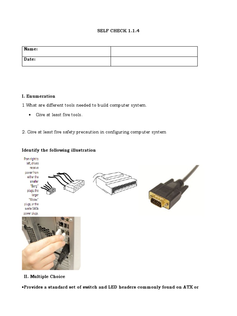 1.1 4 Assemble Computer Hardware Self Check PDF