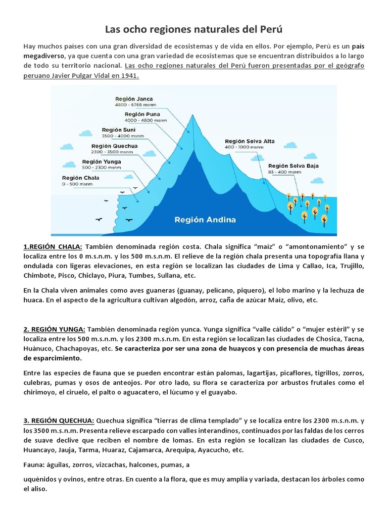Ocho Regiones Naturales del Perú | PDF
