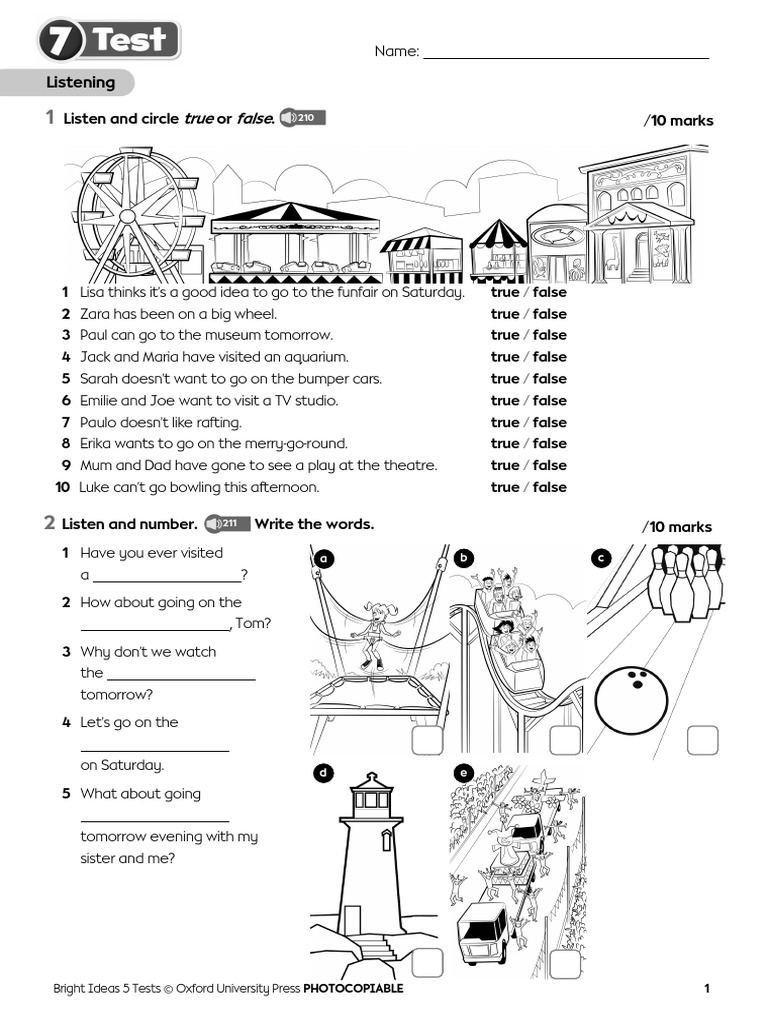Bright Ideas 5 Unit 7 Test | PDF