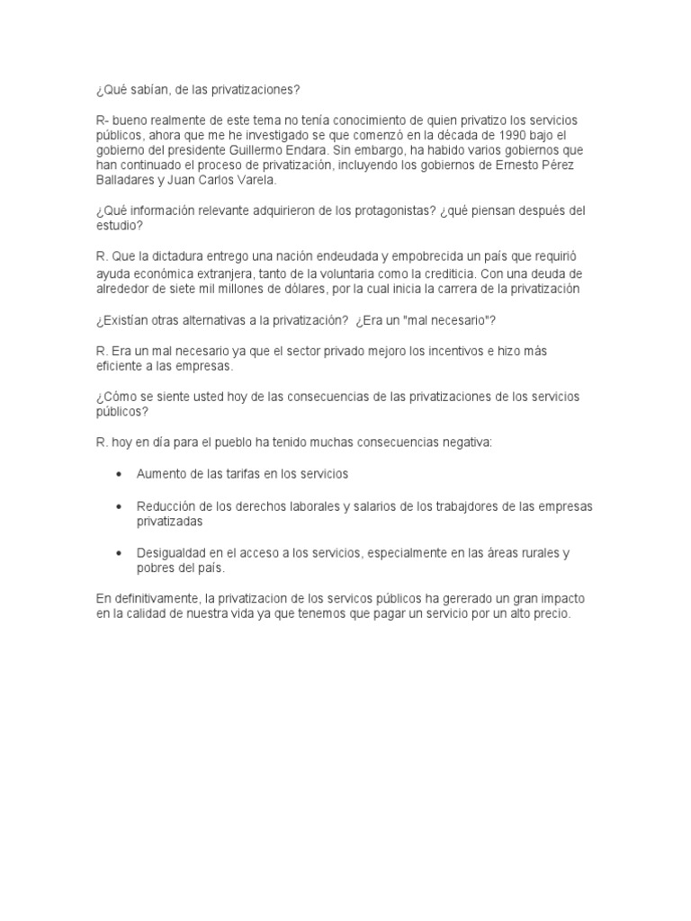 Impacto de las Privatizaciones en Panamá | PDF
