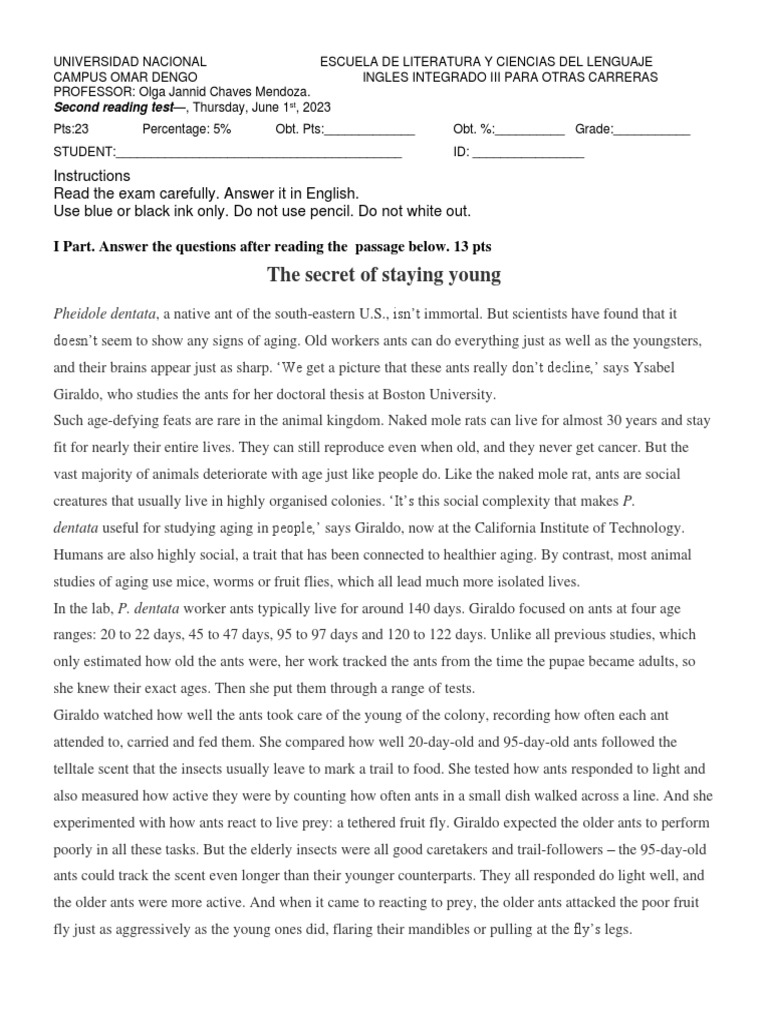 Reading test version 2 pdf