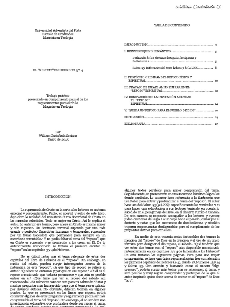 El Reposo en Hebreos 3 y 4 | PDF | Libro del éxodo | Salmos