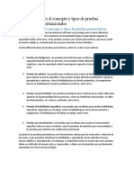 Descripción Sobre El Concepto y Tipos de Pruebas Psicométricas y Situacionales