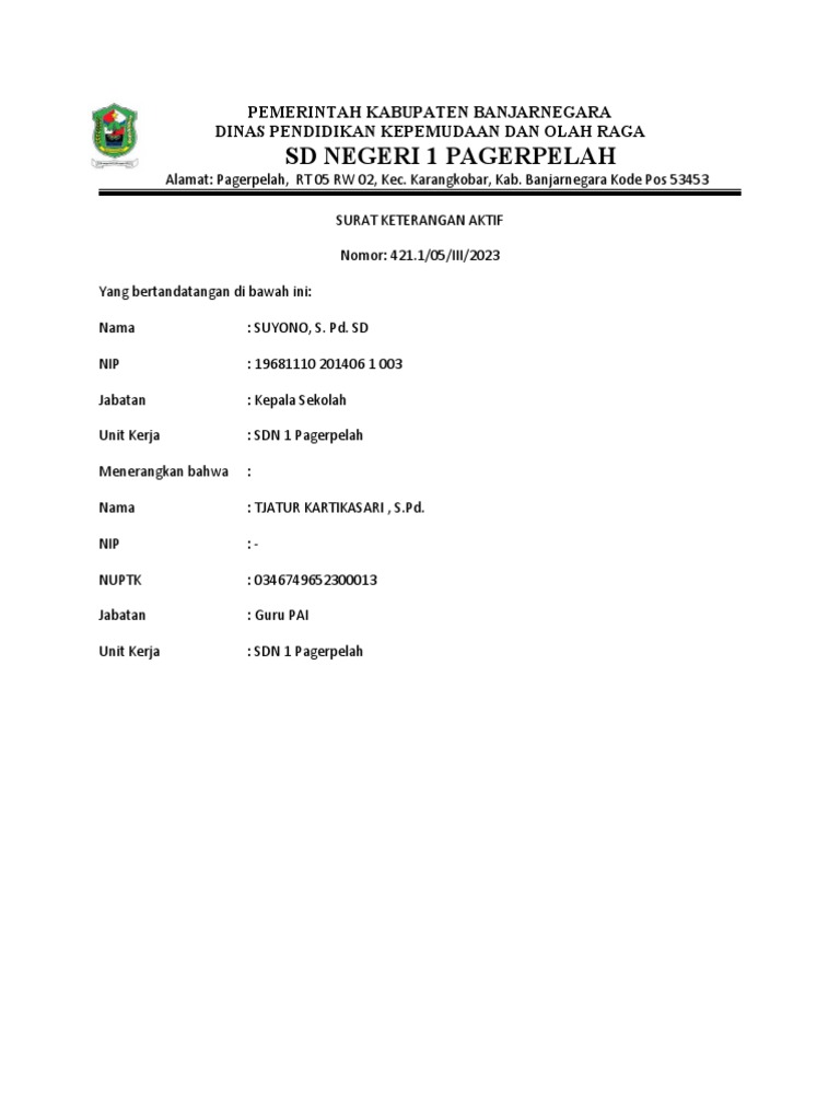 Surat Keterangan Aktif | PDF