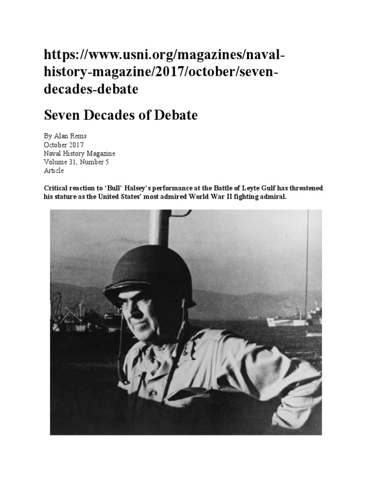 Seven Decades of Debate Admiral Halsey and Leyte Gulf PDF