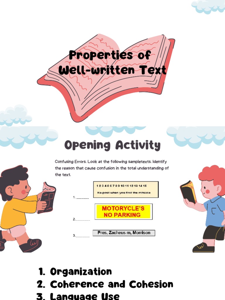 Properties of WellWritten Text PDF