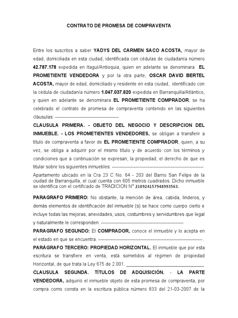Contrato de Promesa de Compraventa | PDF | Derecho privado | Ley común