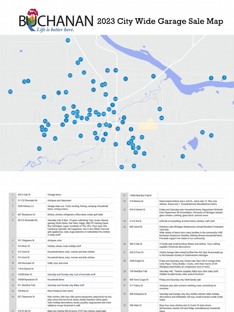 2023 Buchanan Garage Sale Map PDF