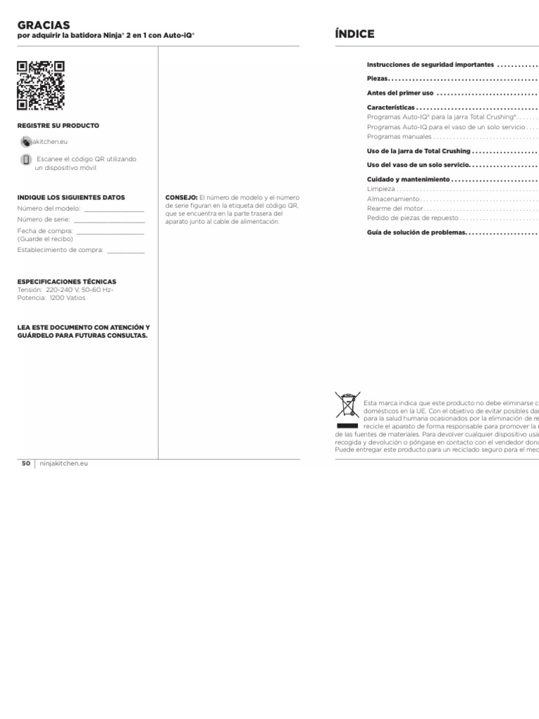 Manual de Usuario Ninja Professional Plus Duo BN750 (Español - 83 ...