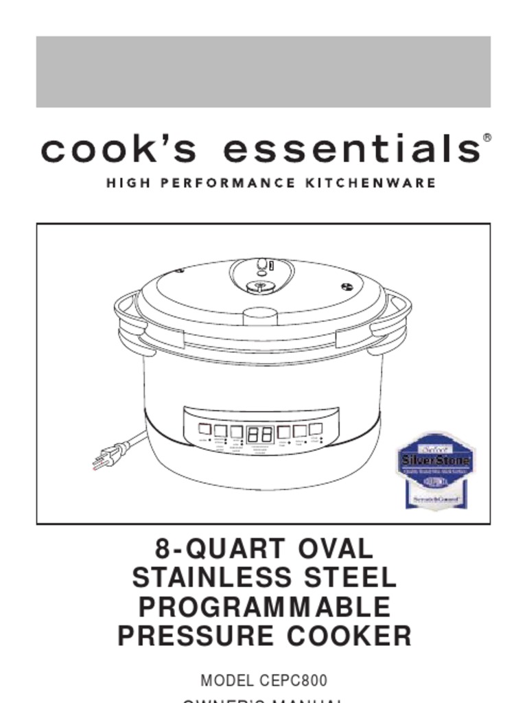 Cooks Essentials Pressure Cooker 8-Quart User Manual