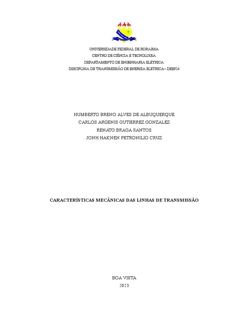 Manuscrito caracter sticas mec nicas das linhas de transmiss o