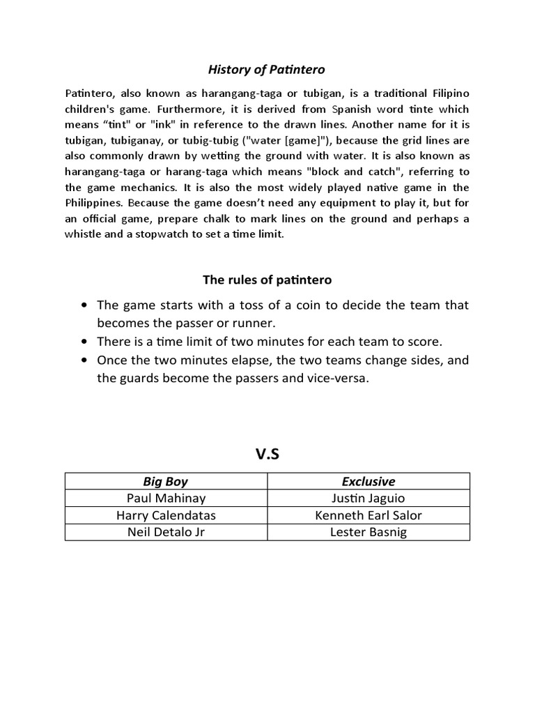 History of Patintero | PDF
