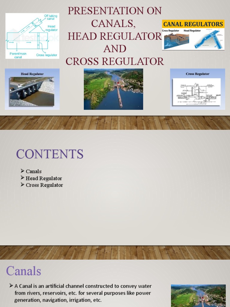 Presentation On Canals, Head Regulator AND Cross Regulator PDF