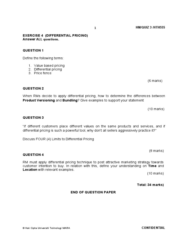 Hth555 Exercise 4 (Differential Pricing) PDF