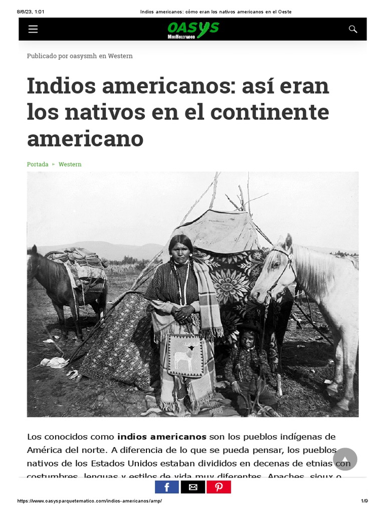 Indios Americanos Cómo Eran Los Nativos Americanos en El Oeste PDF