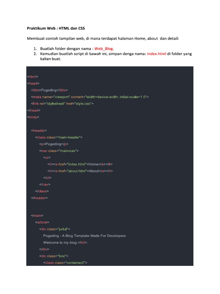 Contoh Web Dengan HTML Dan Css | PDF