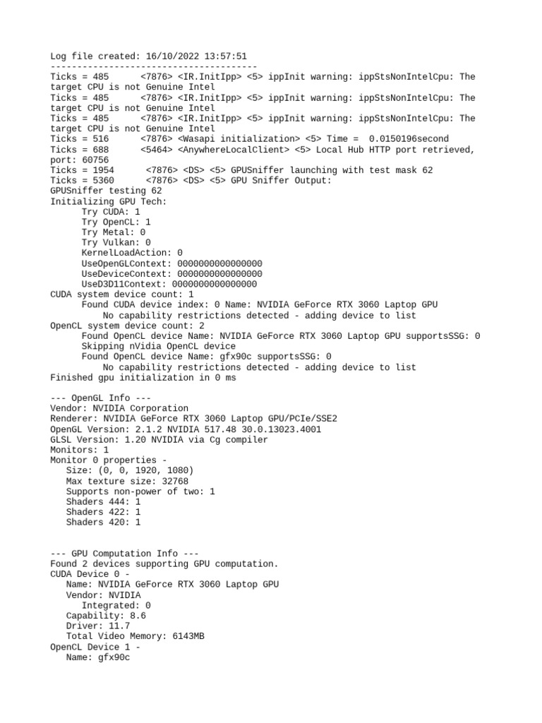 GPU Initialization and Encoding Log | PDF | Graphics Processing Unit ...