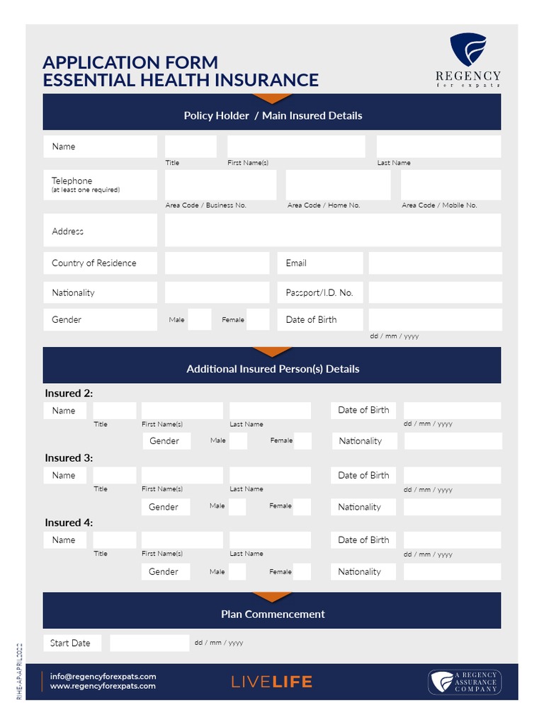 Essential Health Insurance Application Form | PDF | Credit Card | Insurance