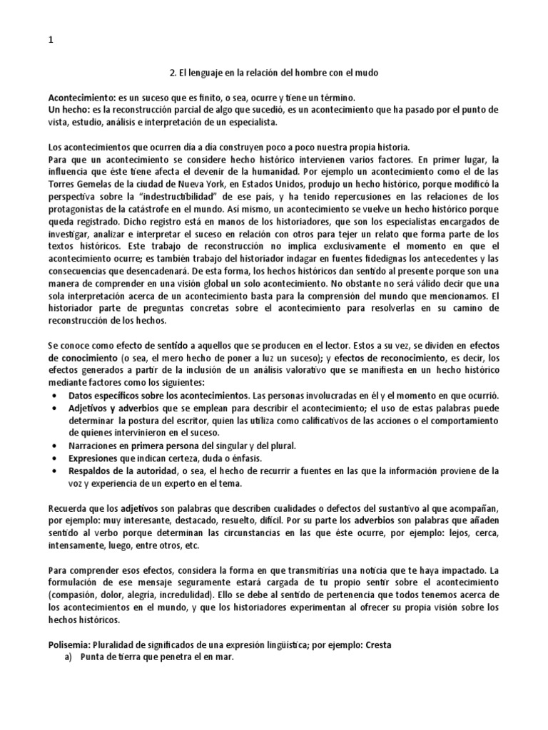 Apunte Dos El Lenguaje En La Relación Del Hombre Con El Mundo 2 Pdf