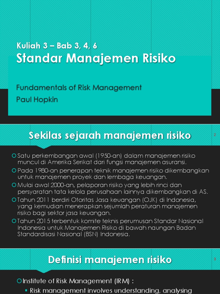 Sejarah dan Standar Manajemen Risiko | PDF