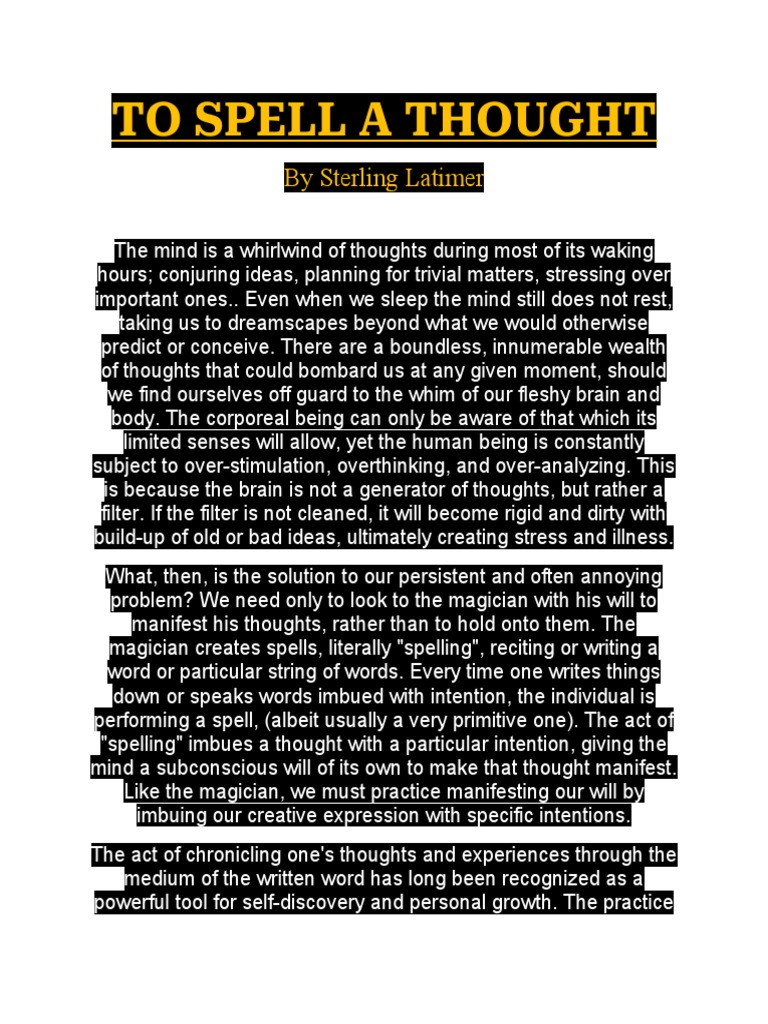 To Spell A Thought PDF Psychology Psychological Concepts
