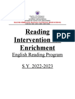 Reading Program Cover Page