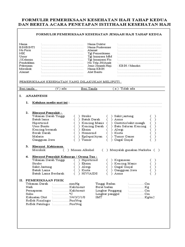 FORMULIR HAJI TAHAP KEDUA | PDF