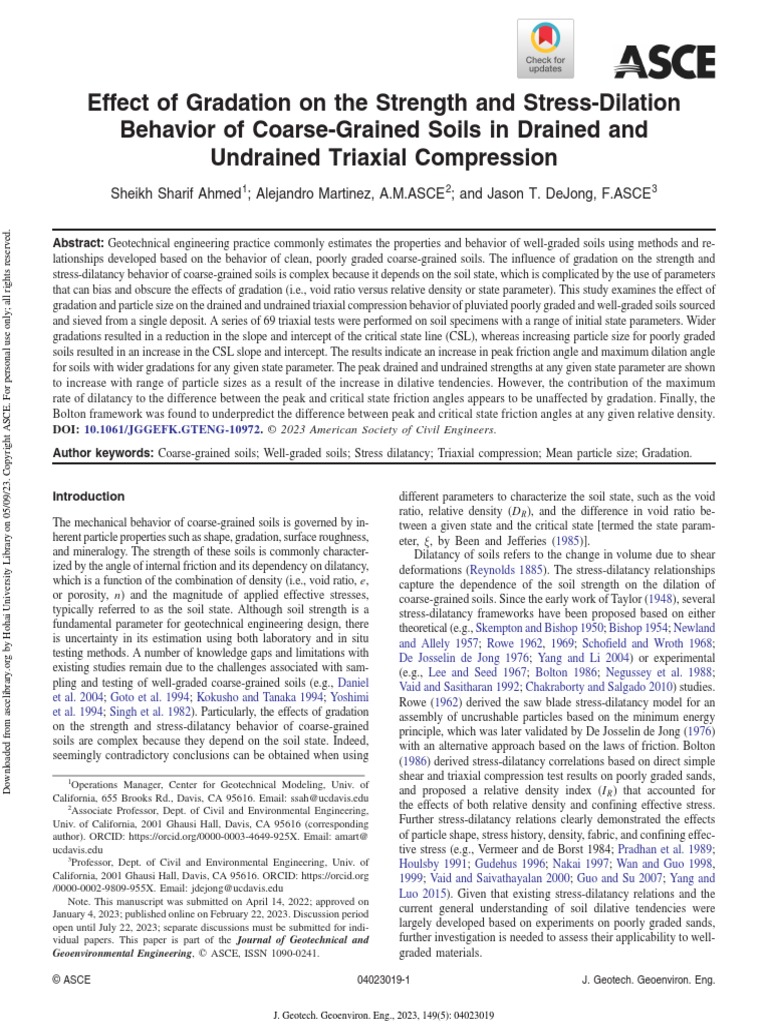 Effect of Gradation On The Strength and Stress-Dilation Behavior of ...