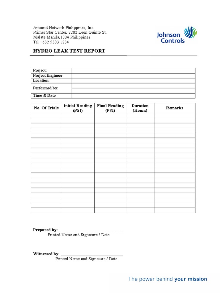 Hydro Test Report PDF