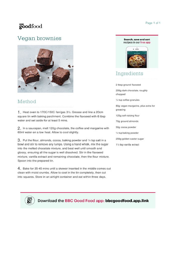 Vegan Brownies Recipe BBC Good Food PDF