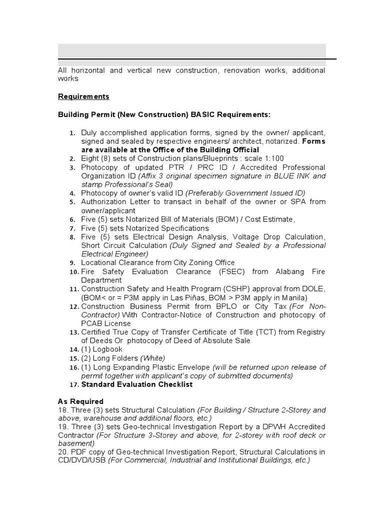 Building Permit Requirements PDF Notary Public Engineer